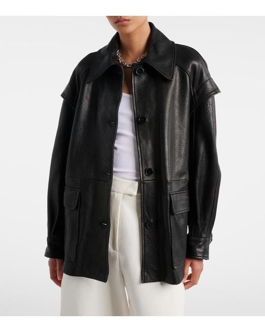 Nour Hammour Black Perrin Belted Leather Jacket