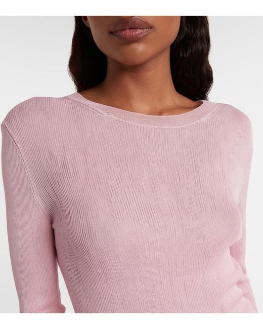 Khaite Pink Mosi Knitted Silk Top