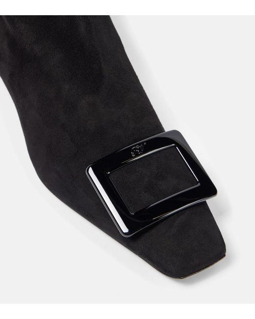 Roger Vivier Black Belle Vivier 45 Suede Over-The-Knee Boots
