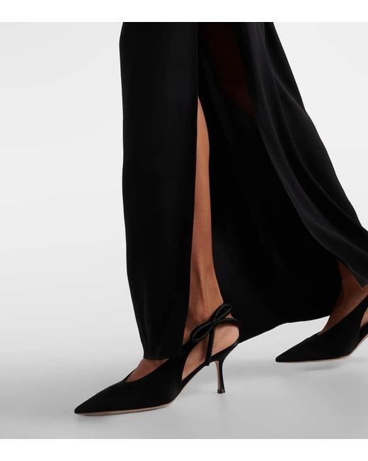 Christopher Esber Black Draped Halterneck Side-Slit Gown
