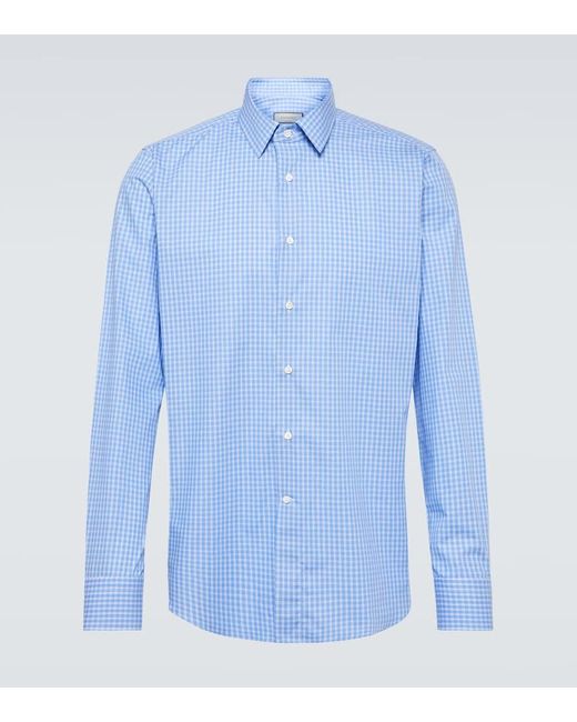 Camisa de algodon a rayas Canali de hombre de color Blue