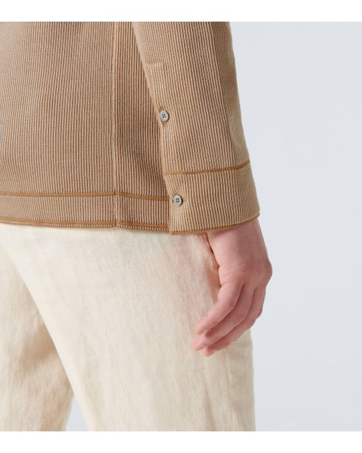 Zegna Natural Cotton And Silk Jacquard Shirt for men