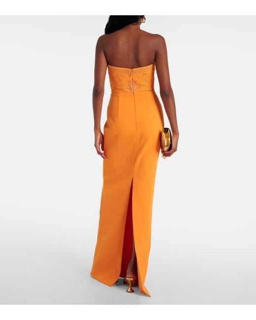 Rebecca Vallance Orange Sirene Strapless Corset Gown
