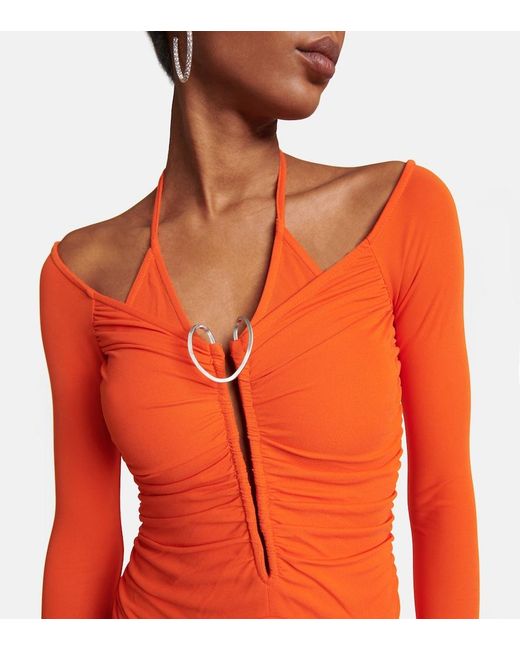 Dion Lee Orange Mobius Slit Jersey Gown