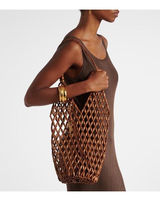 Saint Laurent Metallic Supple Beaded Tote Bag