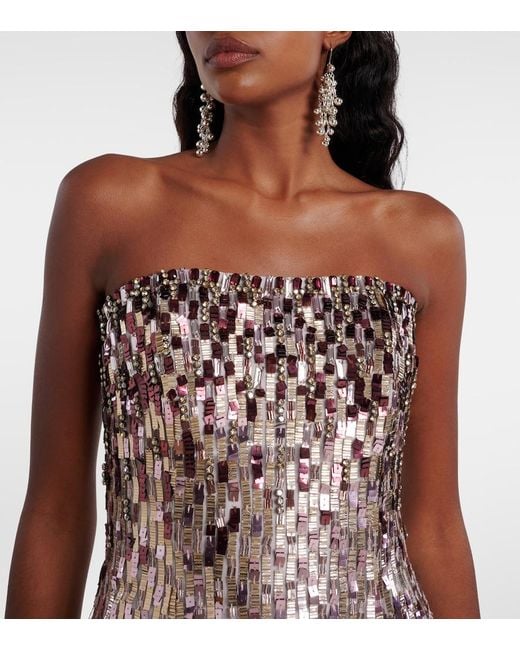 Jenny Packham White Lucille Sequined Strapless Gown