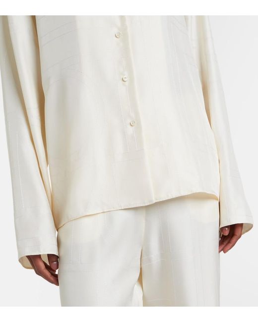 Totême Natural Monogram Silk Satin Pajama Shirt