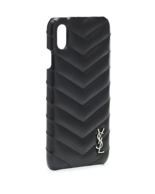 Saint Laurent Black Ysl-monogram Quilted-leather Iphone® Xs Case