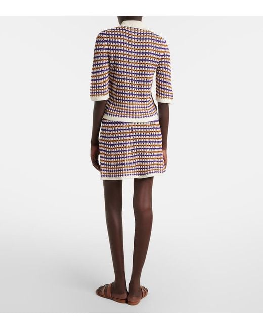 Eres Red Design Open-Knit Cotton-Blend Miniskirt