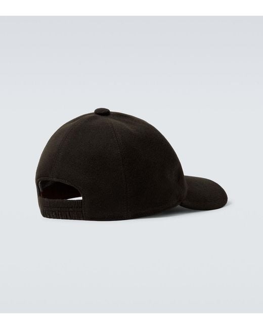Loro Piana Black Logo Embroidered Suede Baseball Cap for men