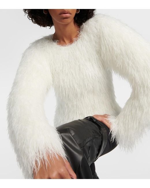 Coperni White Flauschiger Strickpullover