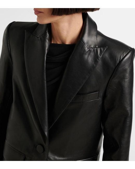 Alex Perry Black Oversized Leather Blazer