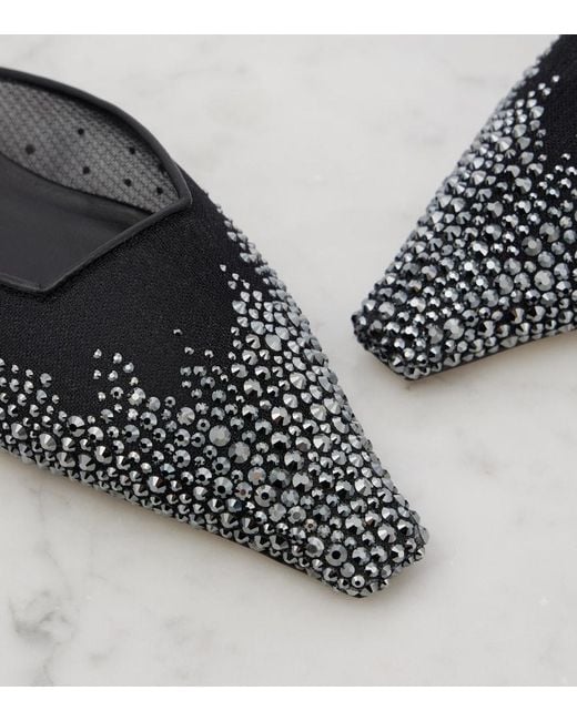 Jimmy Choo Black Vivi Embellished Mesh Mules