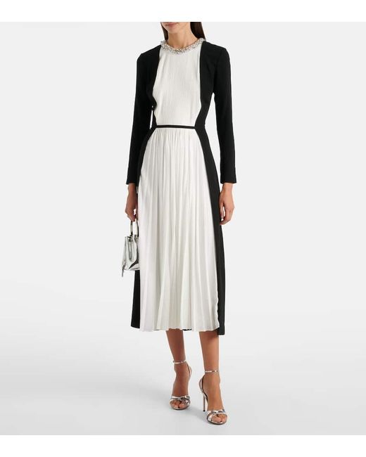 Jonathan Simkhai Black Esther Embellished Crepe And Plisse Midi Dress
