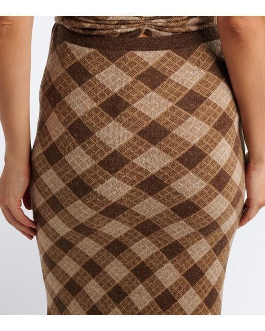 AYA MUSE Natural Kae Plaid Midi Skirt