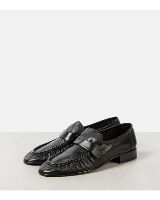 The Row Black Soft Leather Loafers