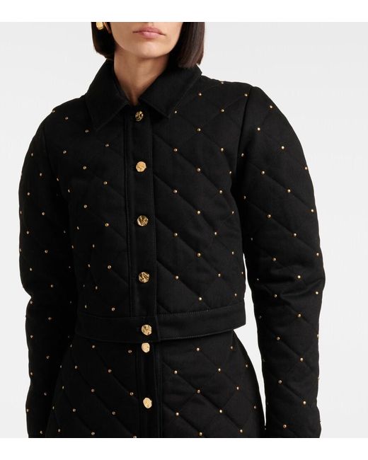 Nina Ricci Black Embellished Cropped Denim Jacket