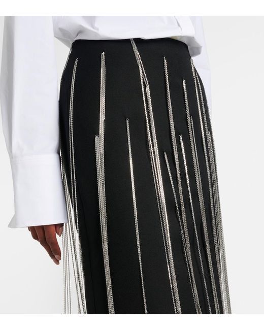 Victoria Beckham Black Chain-Detail Midi Skirt