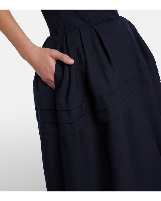 ShuShu/Tong Blue Bow-Detail Wool And Silk Midi Dress