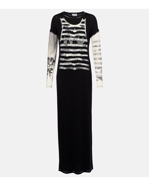 Jean Paul Gaultier Black Bedrucktes Maxikleid Aus Jersey