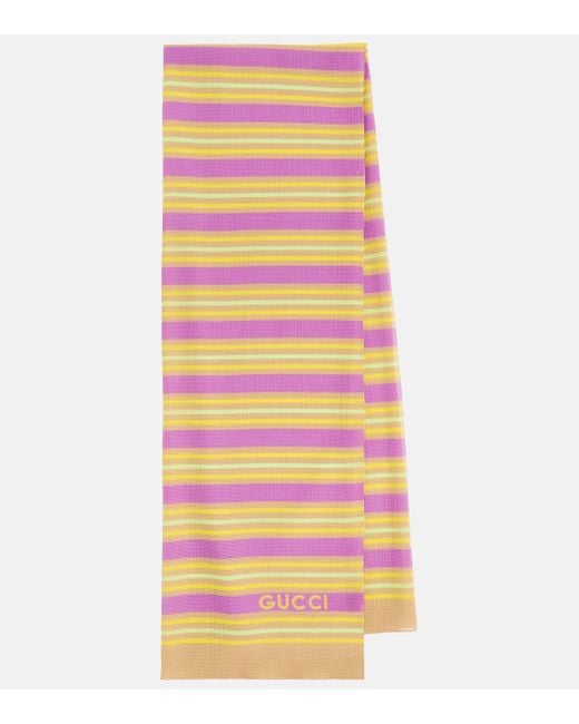 Gucci Multicolor Striped Silk And Cotton Scarf