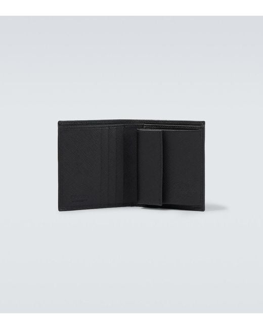 Prada Black Logo Saffiano Leather Wallet for men
