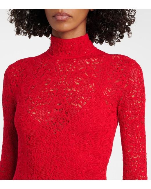 Gabriela Hearst Red Lethe Pointelle Wool And Silk Maxi Dress