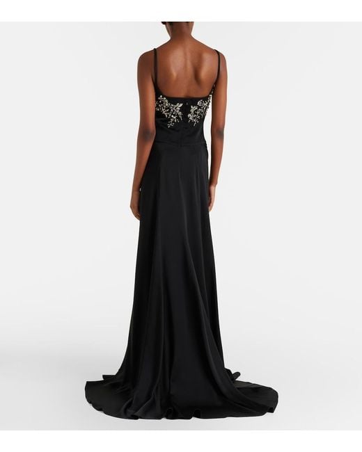 McQueen Black Draped Embellished Gown