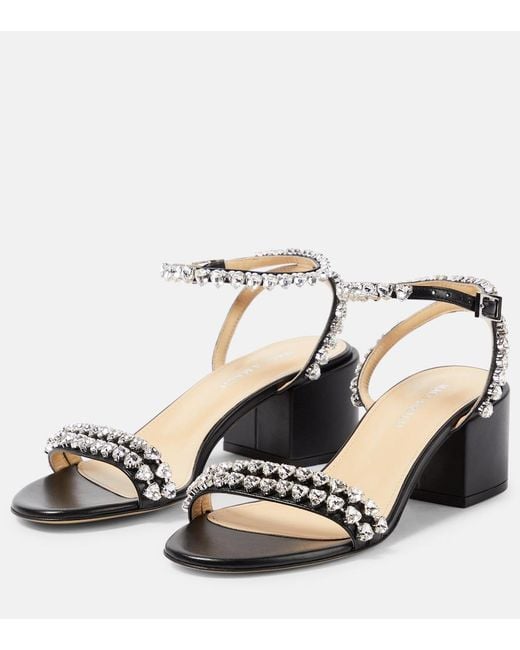 Mach & Mach Metallic Audrey 55 Crystal-Embellished Leather Sandals
