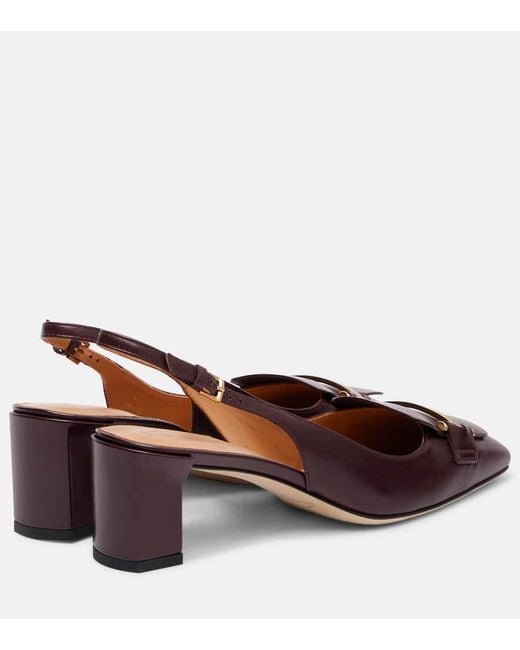 Tod's Brown Barretta 50 Leather Slingback Pumps