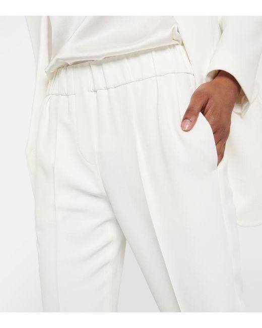 Brunello Cucinelli White Tailored Crepe Pants