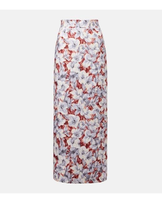 Posse Multicolor Emma Floral Linen Maxi Skirt