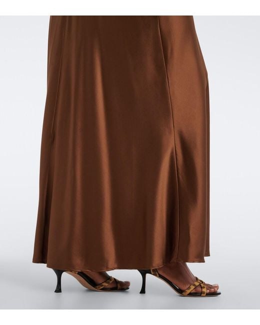Staud Brown Freda Silk-Blend Satin Gown
