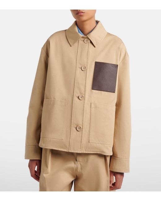Loewe Natural Leather-Trimmed Cotton Jacket