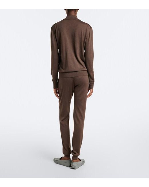 Tod's Brown Cashmere And Silk Sweatpants
