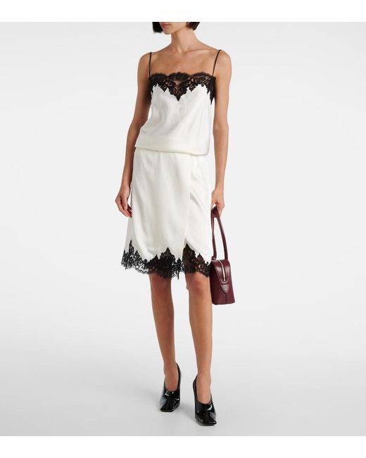 Stella McCartney White Sleeveless Lace Satin Top