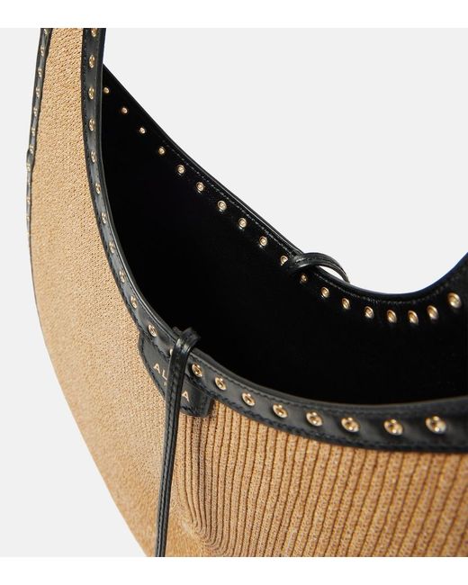 Alaïa Brown One Piece Medium Paper Straw Shoulder Bag