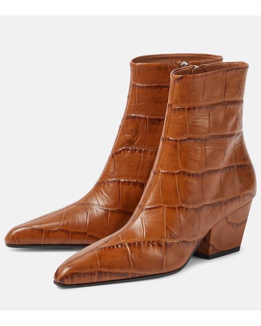 Paris Texas Brown Jane Croc-Effect Leather Knee-High Boots