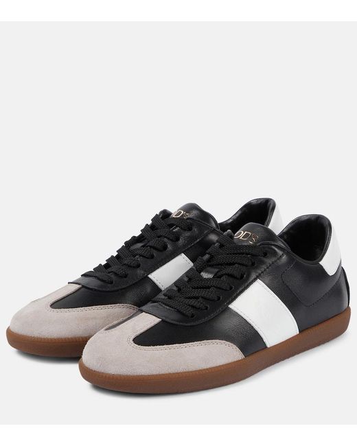 Tod's Black Tabs Suede-trimmed Leather Sneakers