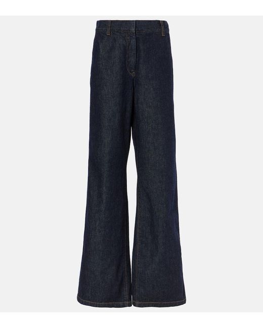 Jeans Flared A Vita Alta di Dries Van Noten in Blue