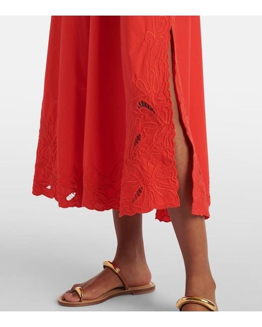 Juliet Dunn Embroidered Cotton Poplin Midi Dress