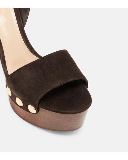 Gianvito Rossi Brown Ardea Studded Suede Platform Sandals