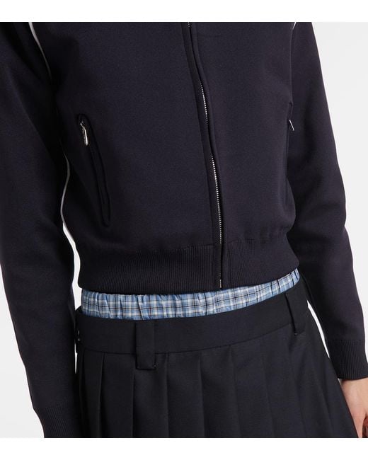 Miu Miu Blue Logo Zip-Up Sweatshirt