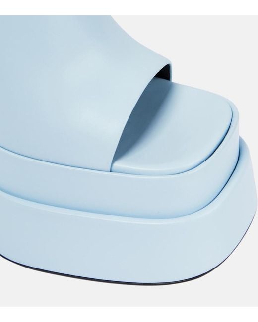 Versace Blue Leather Platform Mules