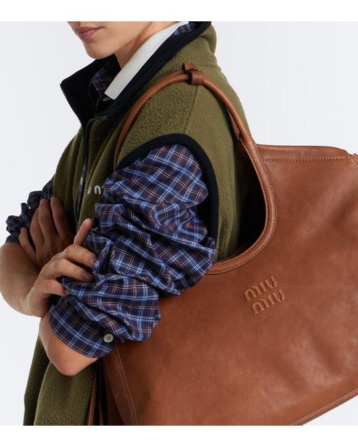 Miu Miu Brown Ivy Leather Shoulder Bag