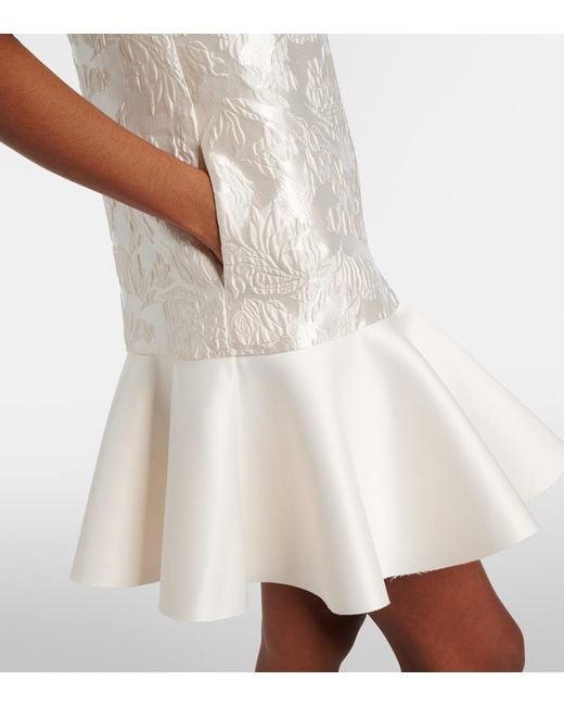 Ganni White Floral Satin Cloque Minidress
