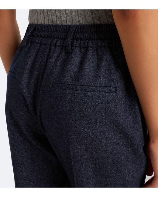 Eleventy Blue Wool-Blend Tapered Pants