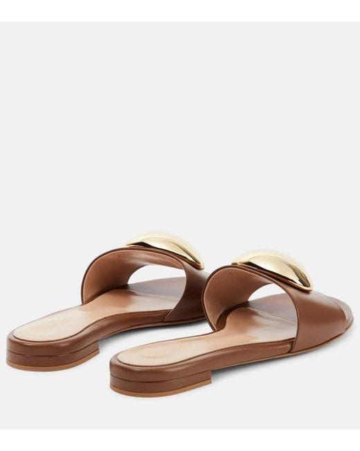 Gianvito Rossi Brown Pantoletten Sphera Aus Leder