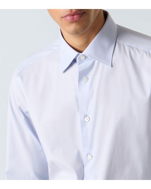 Zegna Blue Cotton-Blend Shirt for men