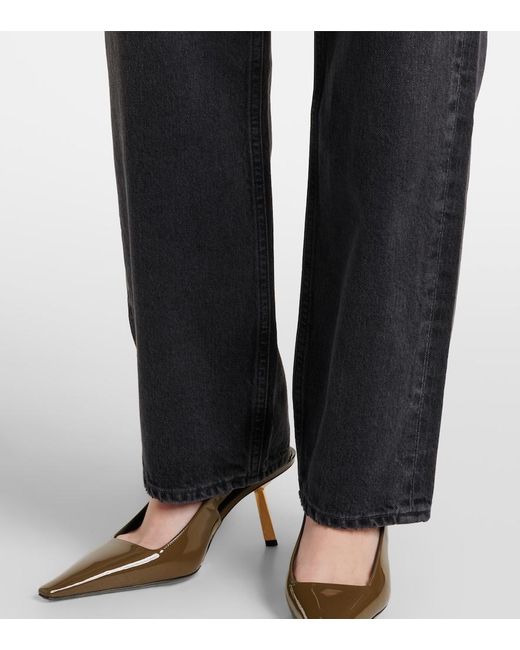 Agolde Blue V-Waist Baggy High-Rise Wide-Leg Jeans